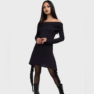 Killstar Nyctophilia Dress NWT Small Black Goth Mini Off Shoulder Witchy